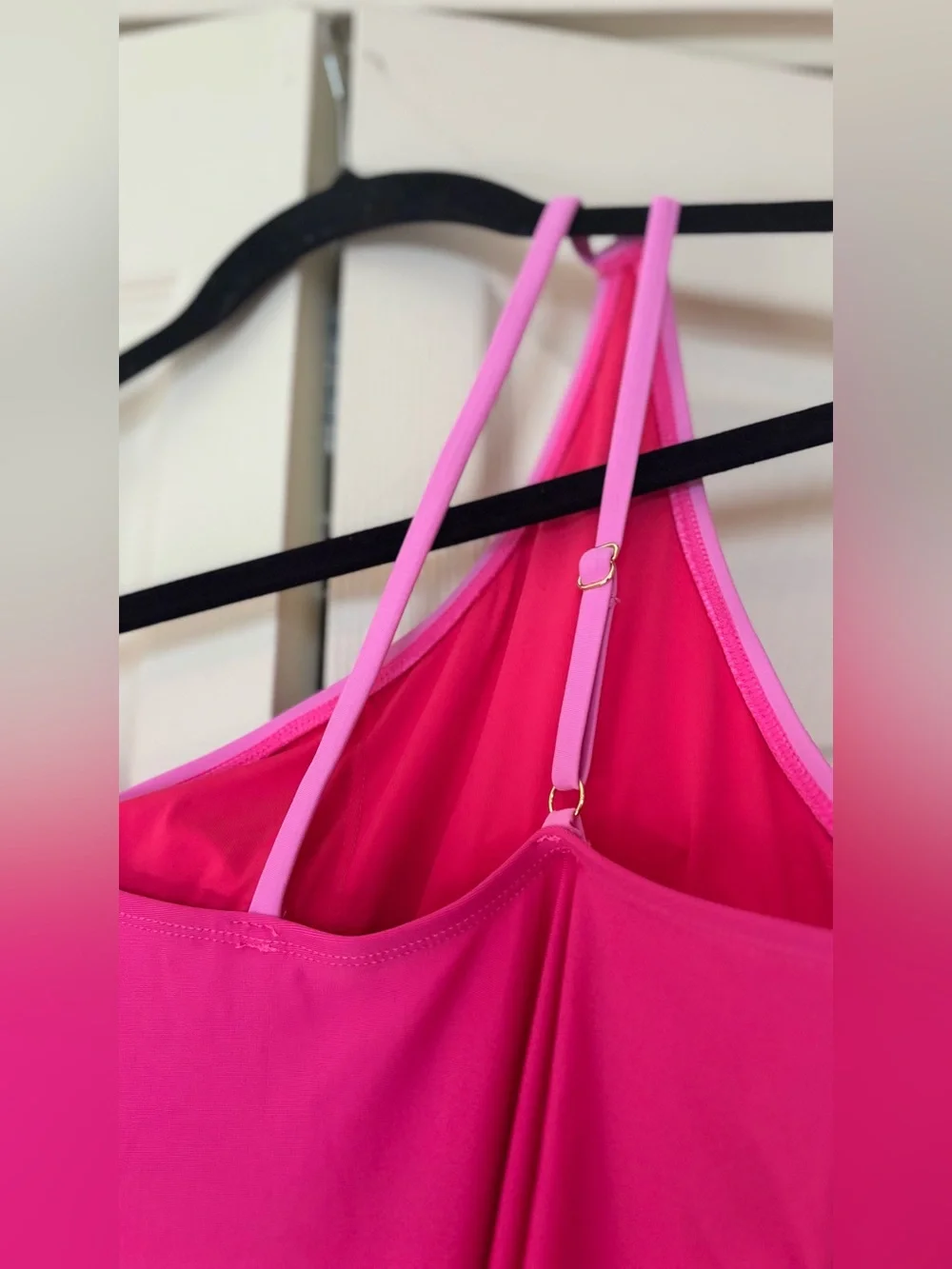 NWT RELLECIGA One Shoulder Colorblock One Piece Swimsuit Pink Large MSRP $120